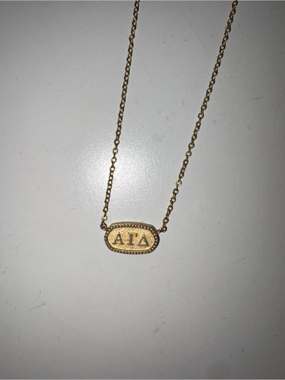 Gold Greek Letter Pendant Necklace - ΑΓΔ